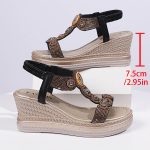 Women's Bohemian style wedge sandals with rhinestones - Image 17