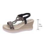 Boho Women's Rhinestone Wedge Sandals - Image 9