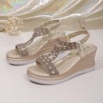 Boho Women's Rhinestone Wedge Sandals - Image 4