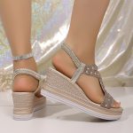 Boho Women's Rhinestone Wedge Sandals - Image 6