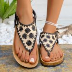 Ladies small flower student sandals - Image 8