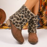 Ladies fashionable leopard print cotton boots - Image 3