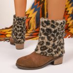 Ladies fashionable leopard print cotton boots - Image 4