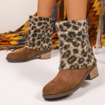 Ladies fashionable leopard print cotton boots - Image 7