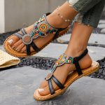 Bohemian Style Beaded Women's Flat Sandals - Image 3