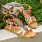 Bohemian Style Beaded Women's Flat Sandals - Image 2