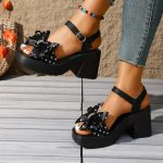 Ladies fashion bow high heel sandals - Image 2