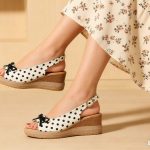 Women's bow polka dot high heels