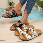 Women's polka dot Birkenstock slippers