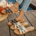 Women's polka dot lock flat slippers