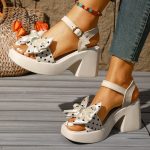 Ladies fashion bow high heel sandals - Image 3