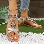 Women's Bohemian Flat Beaded Sandals - Image 2