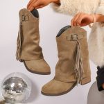 Women's nomadic fringed mid-calf boots - Image 2