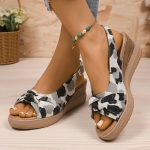 Women's Fashionable Animal Print Wedge Sandals - Image 5