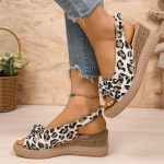 Women's Fashionable Animal Print Wedge Sandals - Image 4