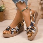 Women's Fashionable Animal Print Wedge Sandals - Image 3