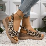 Women's Fashionable Animal Print Wedge Sandals